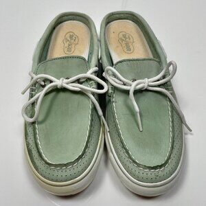 Sperry Topsider Teal Slide on Leather Boat Shoes size: 9